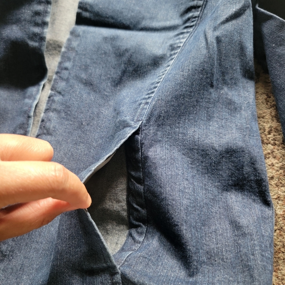 Eileen Fisher Open‎ Front High Collar Soft Denim Jacket Small - Picture 11 of 13